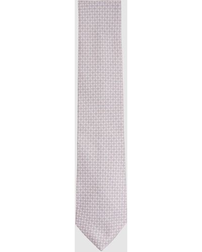 Reiss Como - Soft Rose Silk Geometric Print Tie, One - White