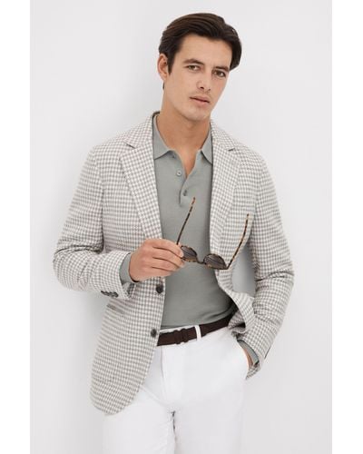 Reiss Nite - Soft Gray Slim Fit Wool Blend Single Breasted Blazer