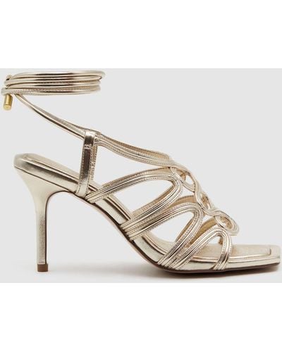 Reiss Keira - Gold Strappy Open Toe Heeled Sandals - White