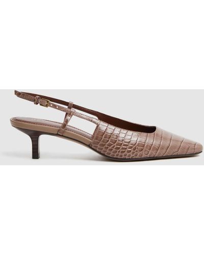 Reiss Jade - Taupe Leather Slingback Heels - Gray