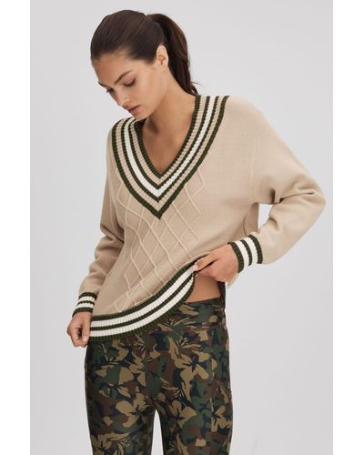 The Upside Knitted V-neck Sweater - Natural