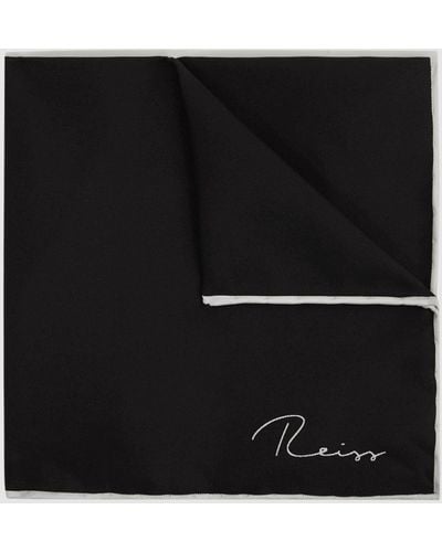 Reiss Ceremony - Black Plain Silk Pocket Square, One