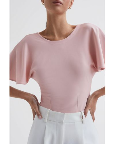 Reiss Connie - Light Pink Fluid Sleeve T-shirt, S