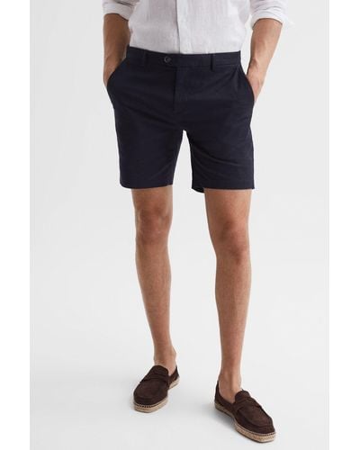 Reiss Wicket - Navy S Short Length Casual Chino Shorts, 34s - Blue