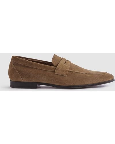 Reiss Suede - Stone Bray Suede Suede Slip On Loafers, Uk 11 Eu 45 - Brown