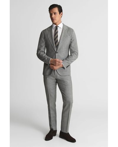 Reiss Buxley - Gray Wool Wedding Suit: Mixer Pants, 28