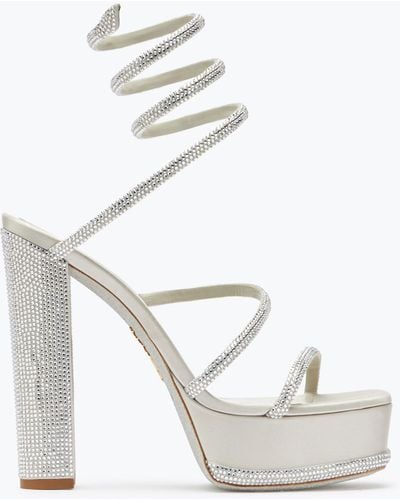 Rene Caovilla Cleo Crystal Platform Sandal 130 - White