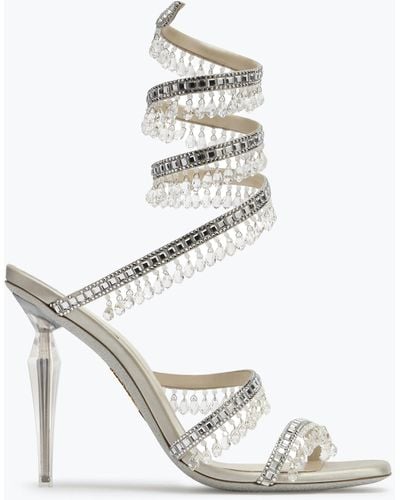 Rene Caovilla Chandelier Crystal Pearl Sandal 105 - White
