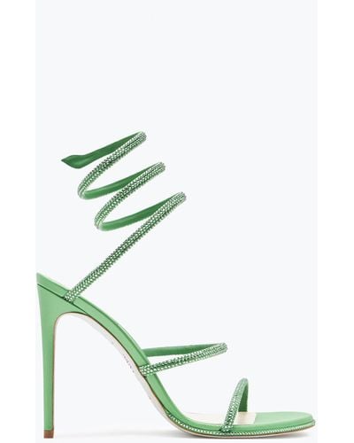 Rene Caovilla Cleo Mint Sandal With Crystals 105 - Green