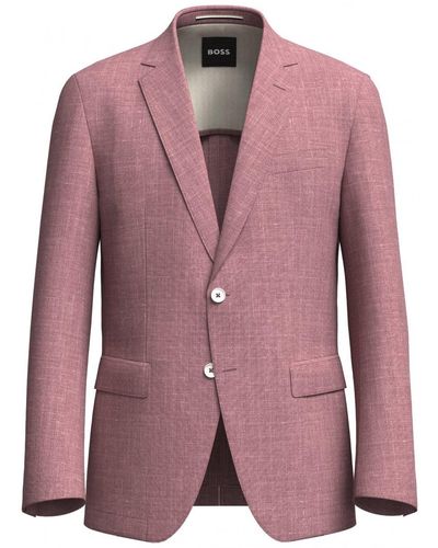 BOSS H-hutson Pattern Wool Blend Slim Jacket Dark - Pink