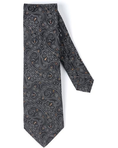 Etro Swirl Paisley Pattern Tie - Grey
