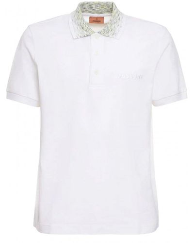 Missoni Spaced Coloured Collar Polo Shirt White