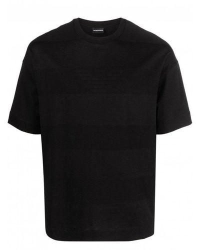 Emporio Armani Tonal Striped Eagle T-shirt - Black