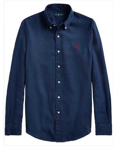 Polo Ralph Lauren Linen Shirt Navy - Blue