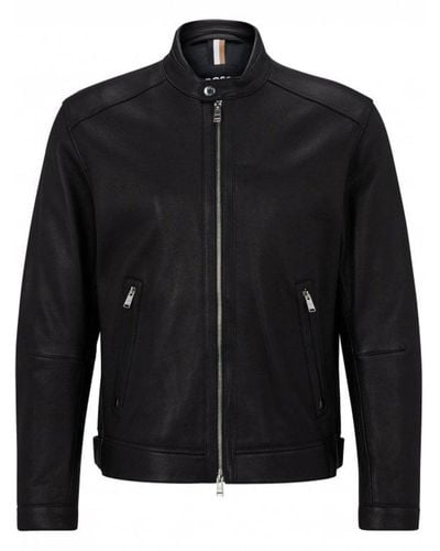 BOSS Monty Leather Jacket - Black