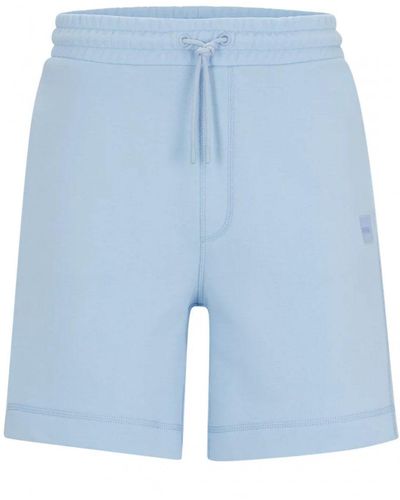 BOSS Terry Sewalk Logo Badge Sweat Shorts - Blue
