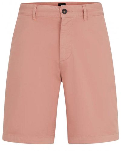 BOSS Stretch Slim Chino Shorts - Pink