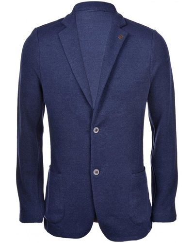 Gran Sasso Maglia Piquet Stretch Blazer Jacket Dark - Blue