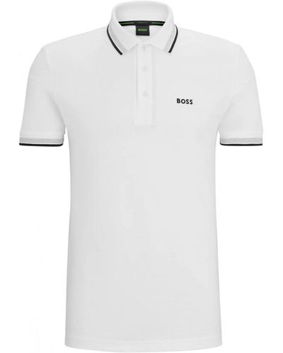 BOSS Tipped Paddy Polo Shirt White