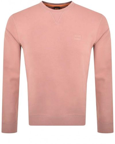 BOSS Westart Terry Sweatshirt Open - Pink