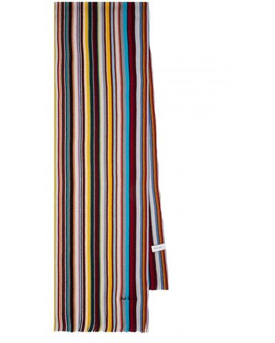 Paul Smith Merino Wool Signature Stripe Scarf Multi - Blue
