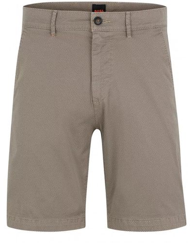 BOSS Chevron Stretch Chino Shorts Open - Grey
