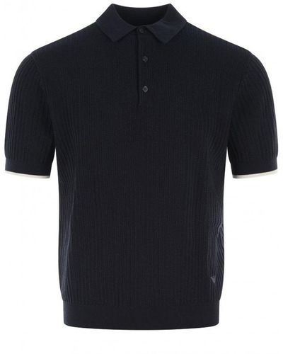 Emporio Armani Knit Patterned Polo Shirt Navy - Black