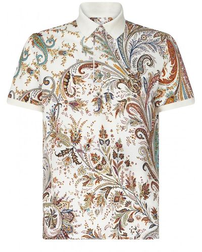 Etro Botanical Floral Print Polo Shirt - White