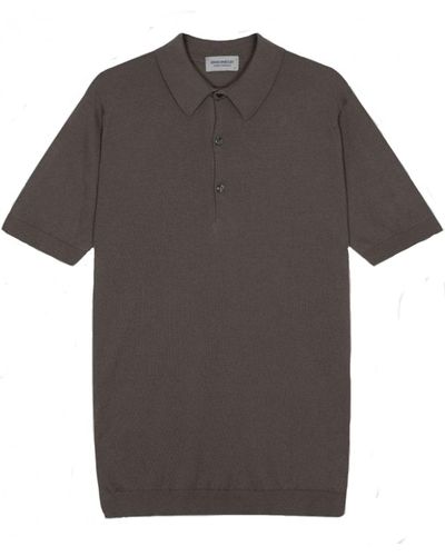 John Smedley Adrian Sea Island Cotton Polo Shirt Musk Brown - Grey