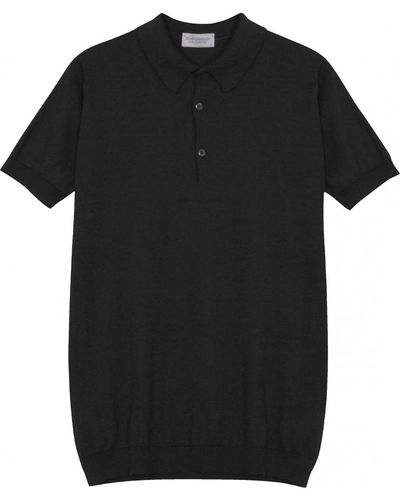 John Smedley Adrian Sea Island Cotton Polo Shirt - Black