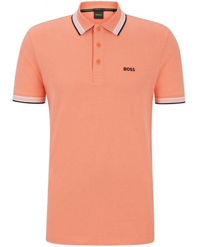 BOSS Tipped Paddy Polo Open Red Orange