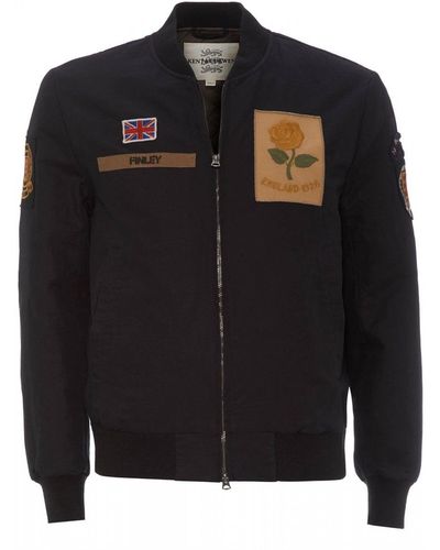 Kent & Curwen Patch Rose Jacket, Black Bomber Coat