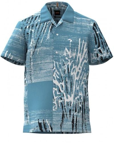 BOSS Rayer Sea Shirt Open - Blue