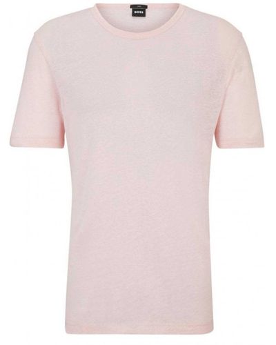 BOSS Tiburt Linen T-shirt Light Pastel Pink