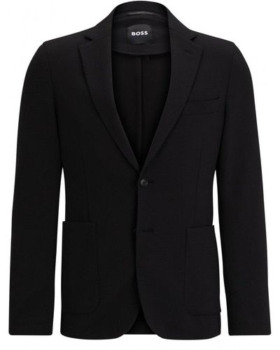 BOSS P Hanry Micro Patterned Slim Jacket - Black