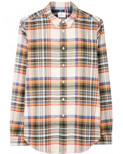 Paul Smith Tailored Fit Flannel Check Shirt Multicoloured - White
