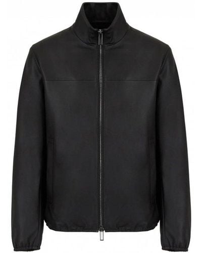Emporio Armani Leather Light Weight Jacket - Black