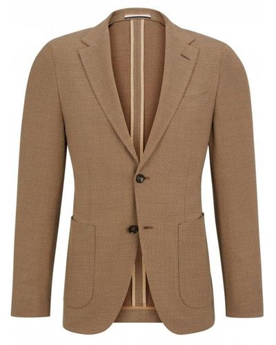 BOSS T-heston Slim Fit Stretch Wool Twill Blazer Jacket - Brown