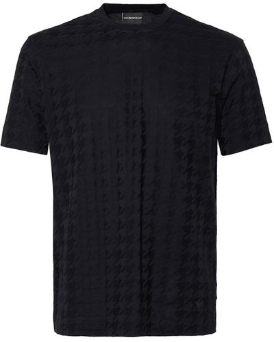 Emporio Armani Verticle Houndstooth T Shirt Navy - Black