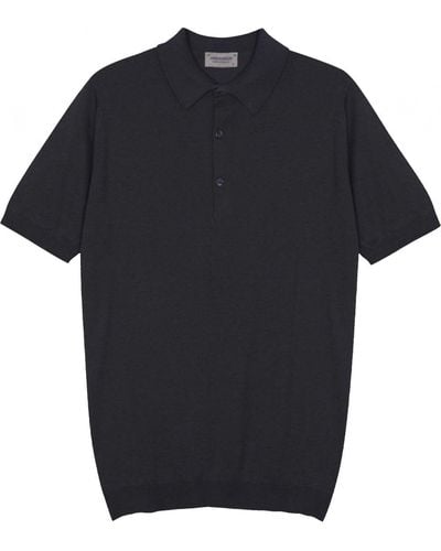 John Smedley Adrian Sea Island Cotton Polo Shirt Granite Dark - Black
