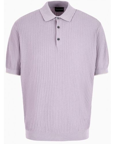 Emporio Armani Knit Patterned Polo Shirt Lilac Purple
