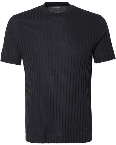Emporio Armani Verticle Stripe T Shirt Navy - Black