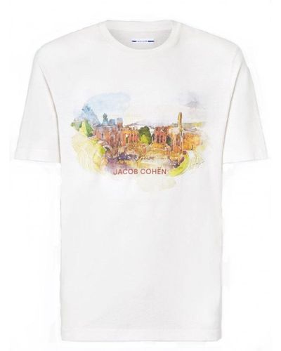 Jacob Cohen Grand Tour Sicily T-shirt Pale Pink - White