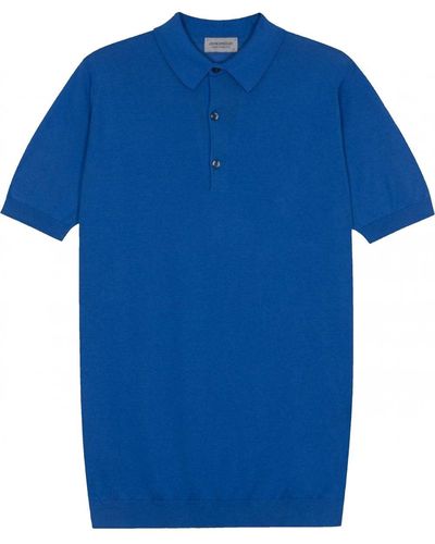 John Smedley Adrian Sea Island Cotton Polo Shirt Electric - Blue