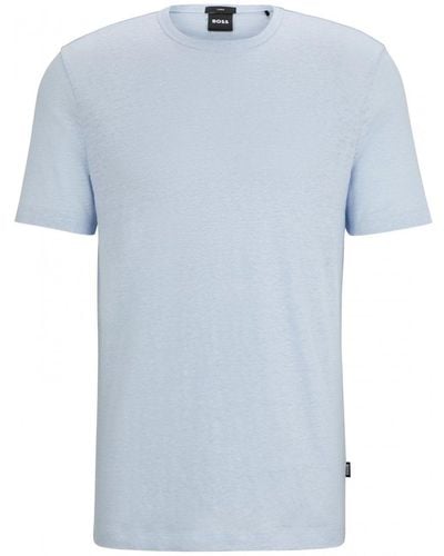 BOSS Tiburt Linen T-shirt Light Pastel Blue