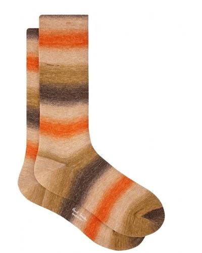Paul Smith Orange/ Ombre Stripe Socks - White