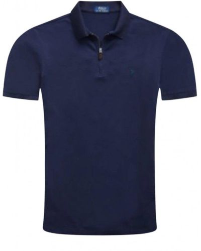Polo Ralph Lauren Stretch Mesh Zip Polo Shirt Refined Navy - Blue