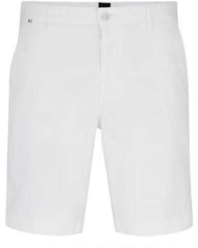 BOSS Slice Stretch Slim Fit Shorts - White