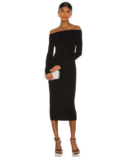 Bardot Off Shoulder Knit Dress - Black