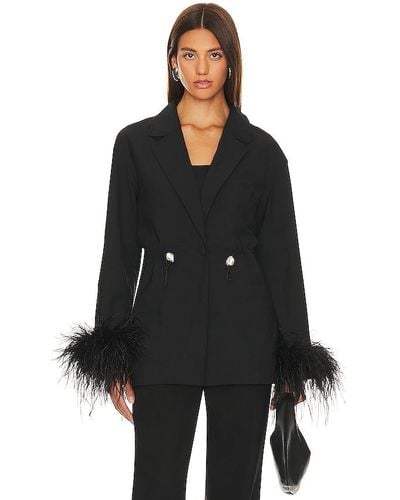 Sleeper Girl With Pearl Button Blazer With Feathers - Black